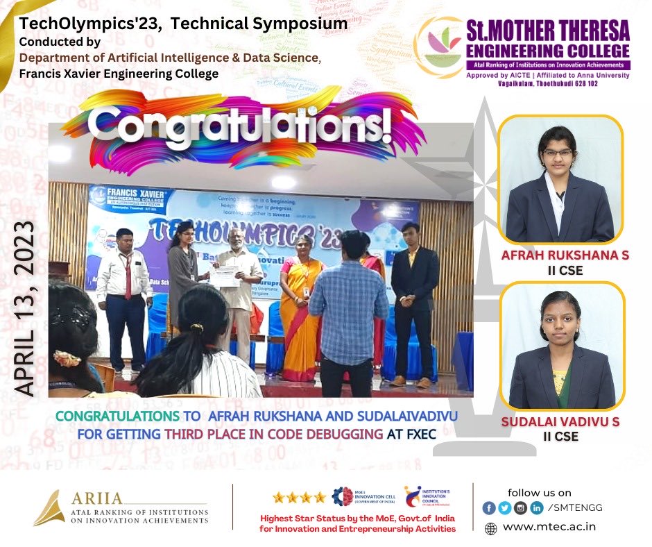 Smtengg's tweet image. #Congratulations #codedebugging #computerscienceandengineering #growwithsmtec #yourlifebeginshere