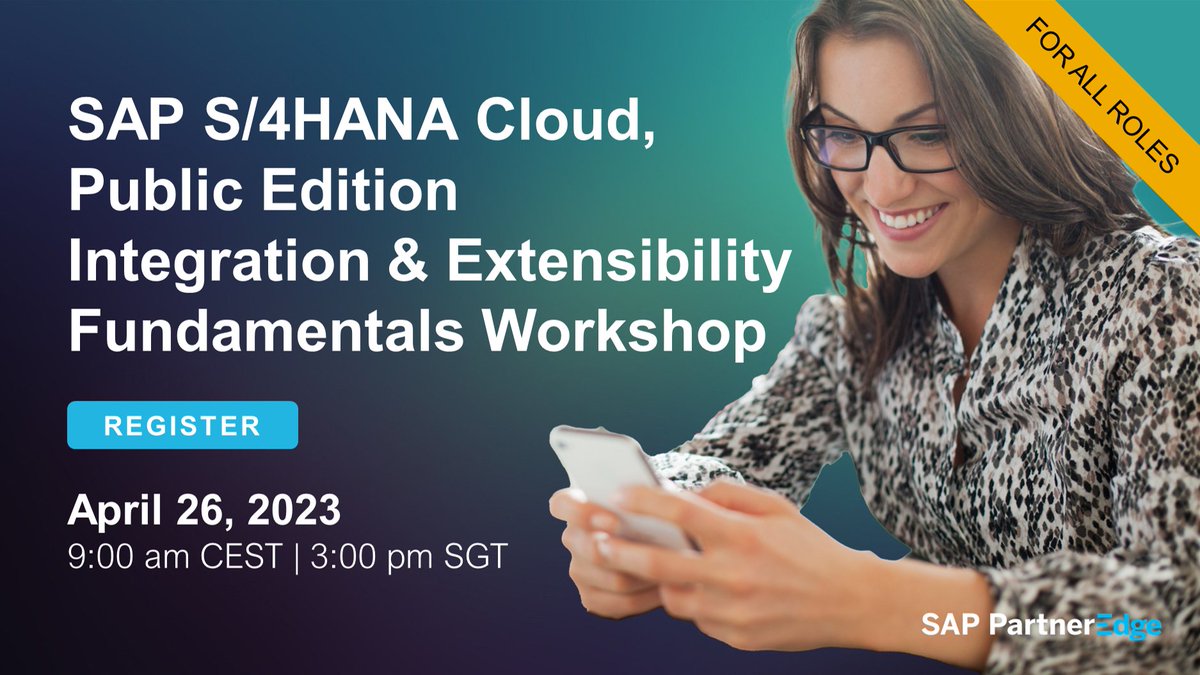 #SAPPartners, join us on April 26 for SAP S/4HANA Cloud, Public Edition Integration &amp; Extensibility Fundamentals Workshop – followed by an opportunity to interact and raise questions. Reserve your seat: ️imsap.co/6019OzASW