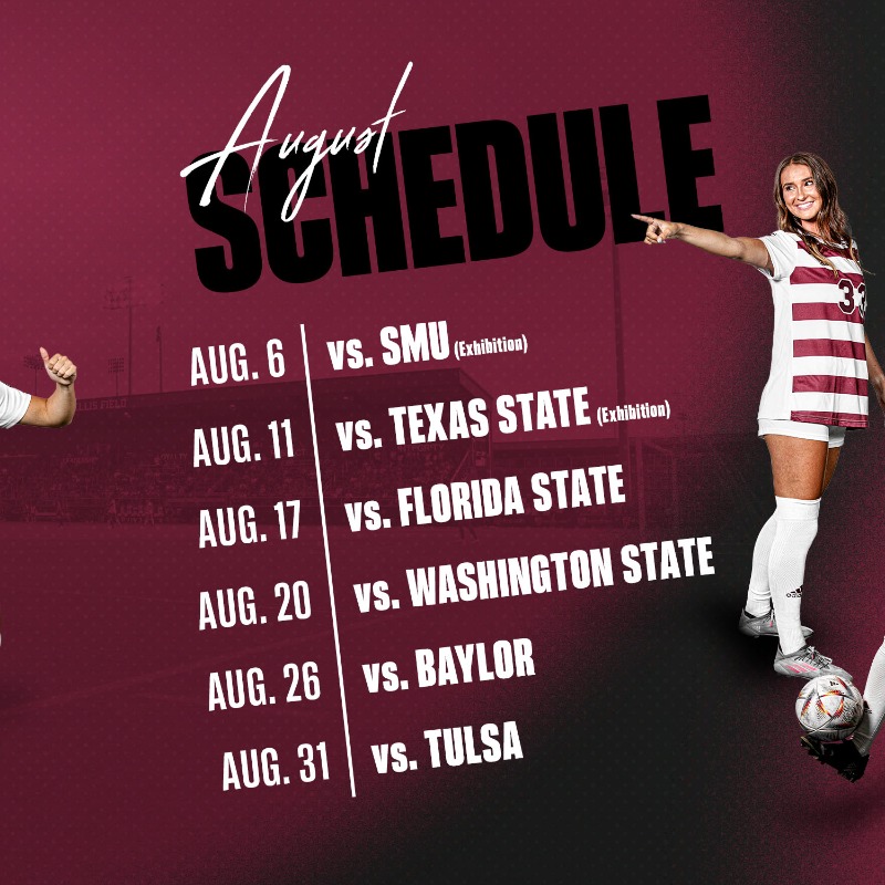 AggieSoccer's tweet photo. 𝐓𝐡𝐞 𝟐𝟎𝟐𝟑 𝐒𝐜𝐡𝐞𝐝𝐮𝐥𝐞 🗓

• 18 regular-season matches
• 12 opponents finished in RPI's top-75
• 9 made last year's NCAA tournament

Can't wait 😈

Click below for more.

#GigEm | 👍 | #GigEmUnited