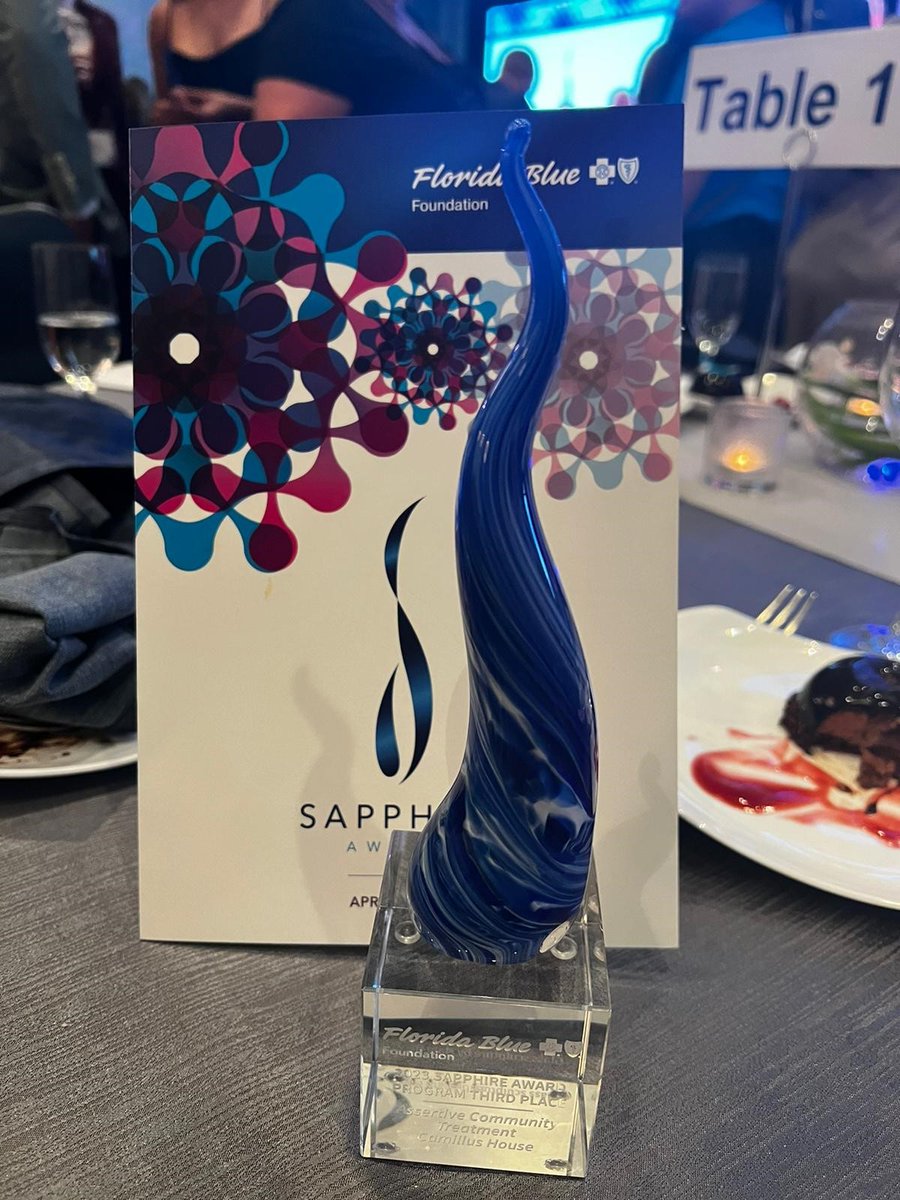 CamillusHouse's tweet image. We have the honor of standing with 8 others presented with 2023 Sapphire Awards at @FLBlue Foundation’s Community Health Symposium. As a 3rd place recipient, we received $25,000 towards addressing mental well-being through our Assertive Community Treatment program. #Sapphire2023