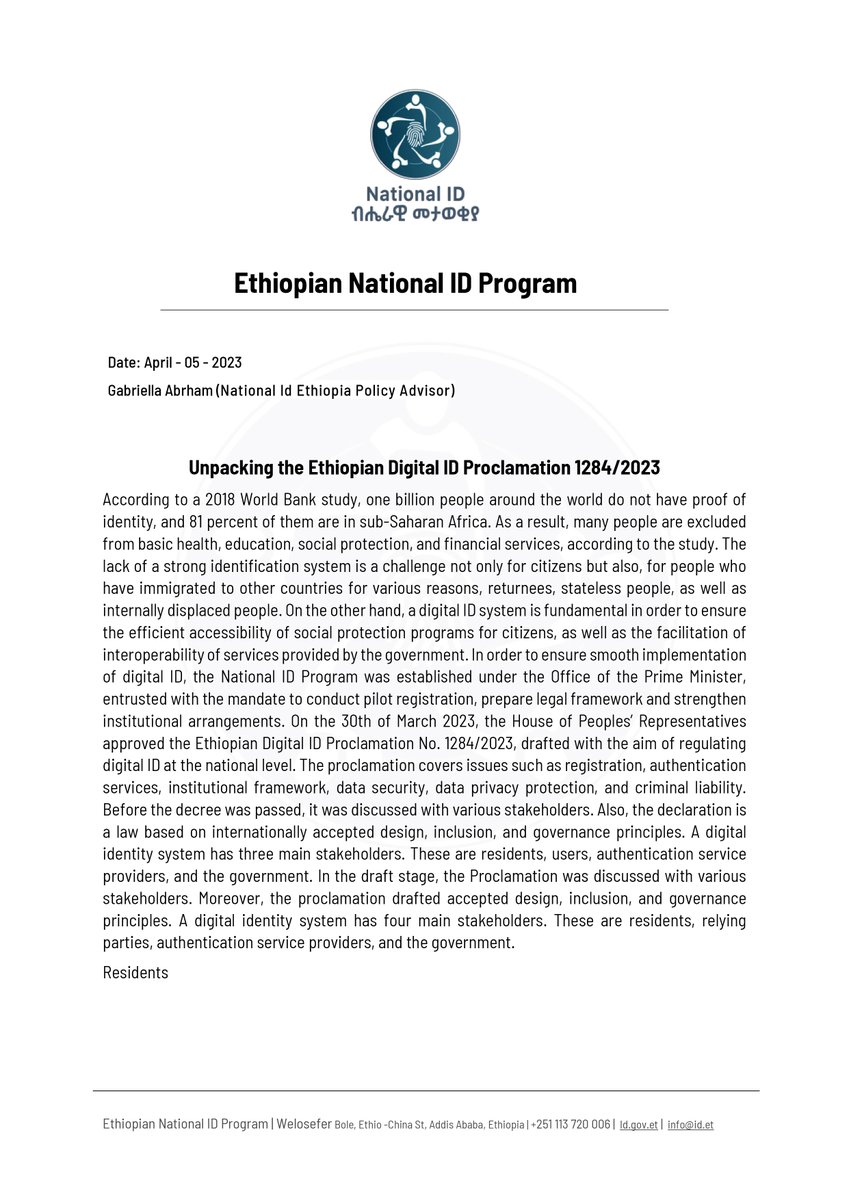 National ID Program Ethiopia on Twitter ""Unpacking the Ethiopian