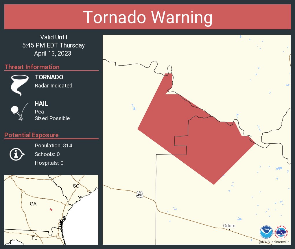 NWS Tornado on Twitter "Tornado Warning continues for Appling County