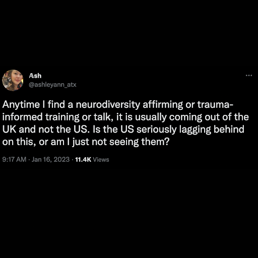 nercenter's tweet image. How can we change this #mindset here in the US? NERC has multiple resources online for #neurodivergent individuals and families, and if you have a specific request, feel free to reach out online at neurodiversitycenter.org #MyNDstory
-
-
-
-
-
-
Tags: #neurodiversity #acceptance