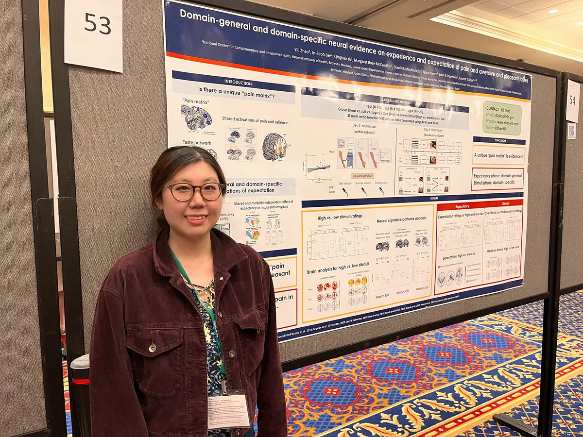 ZhaoYili's tweet image. Welcome to see my poster this afternoon at 3:30 pm regarding domain-general and domain-specific activations of expectation and experience of pain, aversive and pleasent tastes @ the #USASP2023 meeting.
