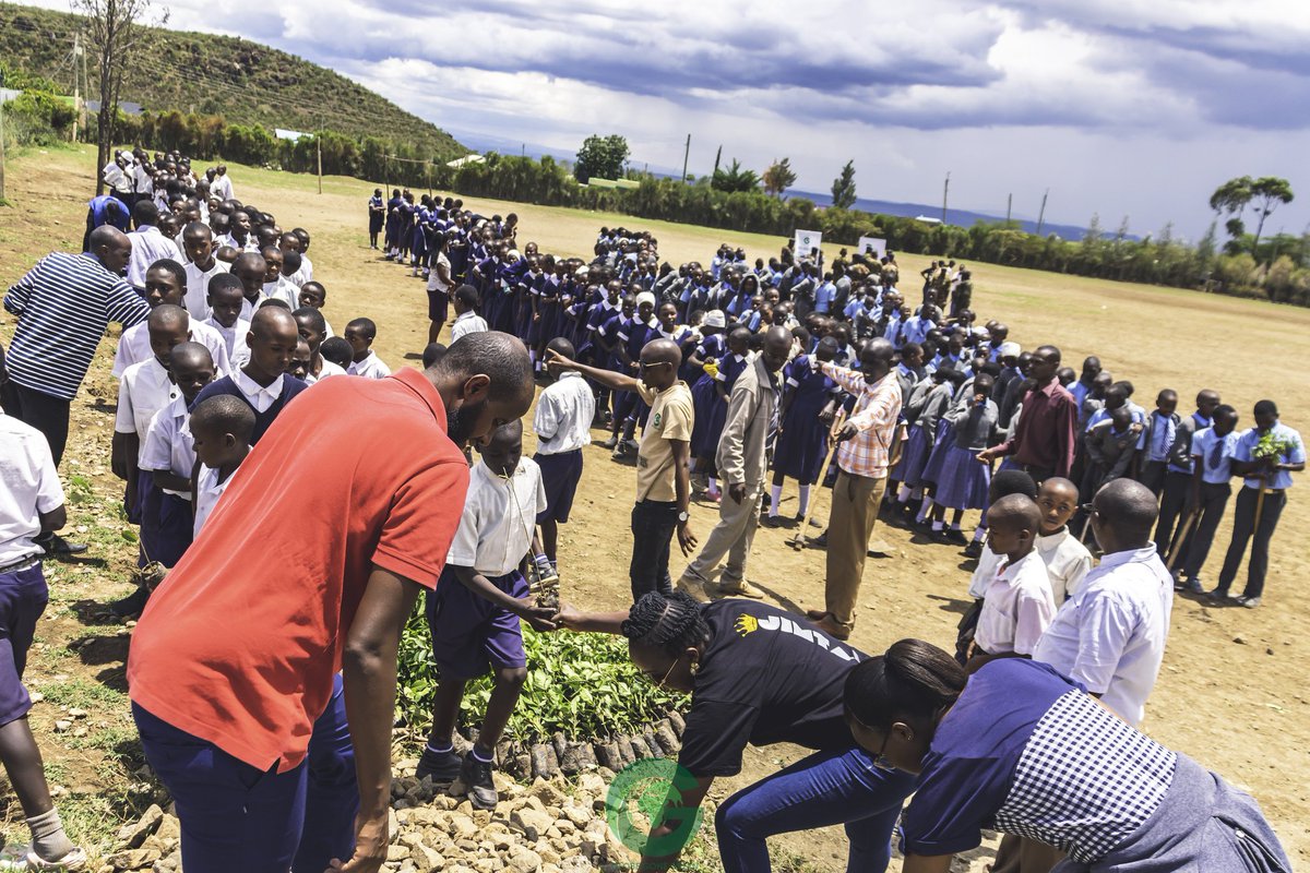GlobeGoneGreen's tweet photo. Today we joined hands with @kdfinfo and @NakuruCountyGov to plant 600 trees at Murindu Pry. School in Gilgil courtesy of @ITF_Worldwide ... Part of our mission is to empower the young generation to connect with nature through tree planting and growing #greenalltheway https://t.co/OTCL1ambrc