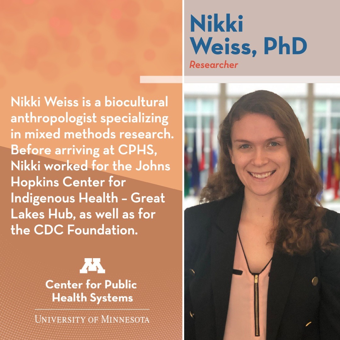 cphs_umn's tweet photo. With experience working for both the Johns Hopkins Center for Indigenous Health – Great Lakes Hub and the CDC Foundation, Nikki is dedicated to making healthcare accessible and attainable for all. #healthequity #indigenoushealth #cdcfoundation #communityhealth #researchforchange https://t.co/l3PmehARCb