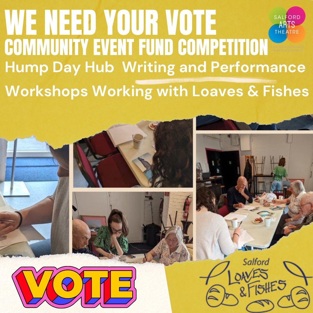 Please do continue to help us gather as many votes as possible by sharing far and wide @salfordloaves a fabulous charity supporting a wide range of people Accessible and making sure culture is available to all wshe.es/dZv289Am #freeworkshops #writingworkshops