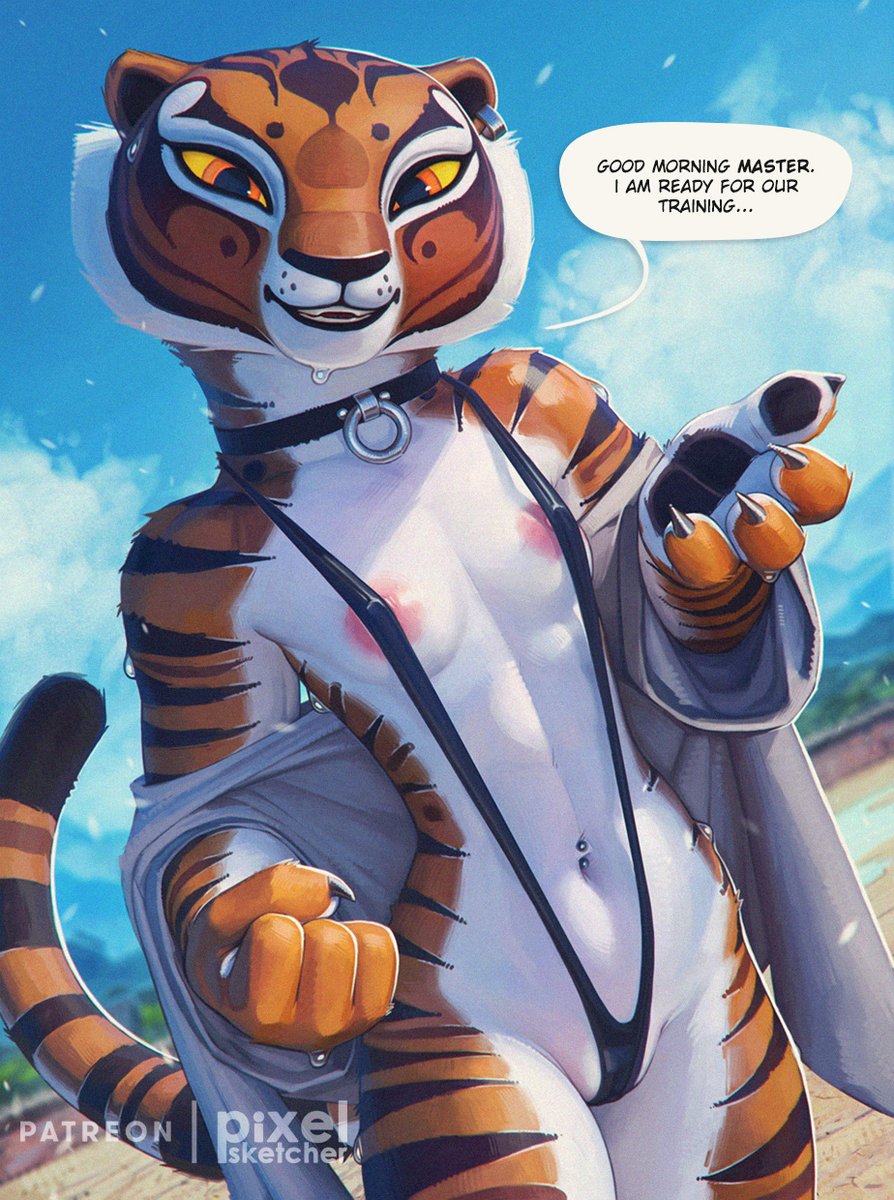 That kind of swimsuit fits her well! 🐯