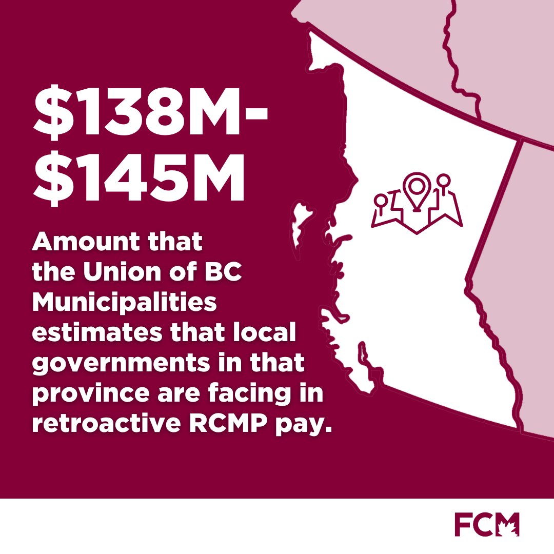 FCM_online's tweet photo. The fed gov’t negotiated a new collective agreement with the RCMP without consulting the municipalities dependent on RCMP services for local policing. They are now passing the bill for retroactive costs, leaving munis grappling with significant budget challenges. https://t.co/g4sJhFyn8N