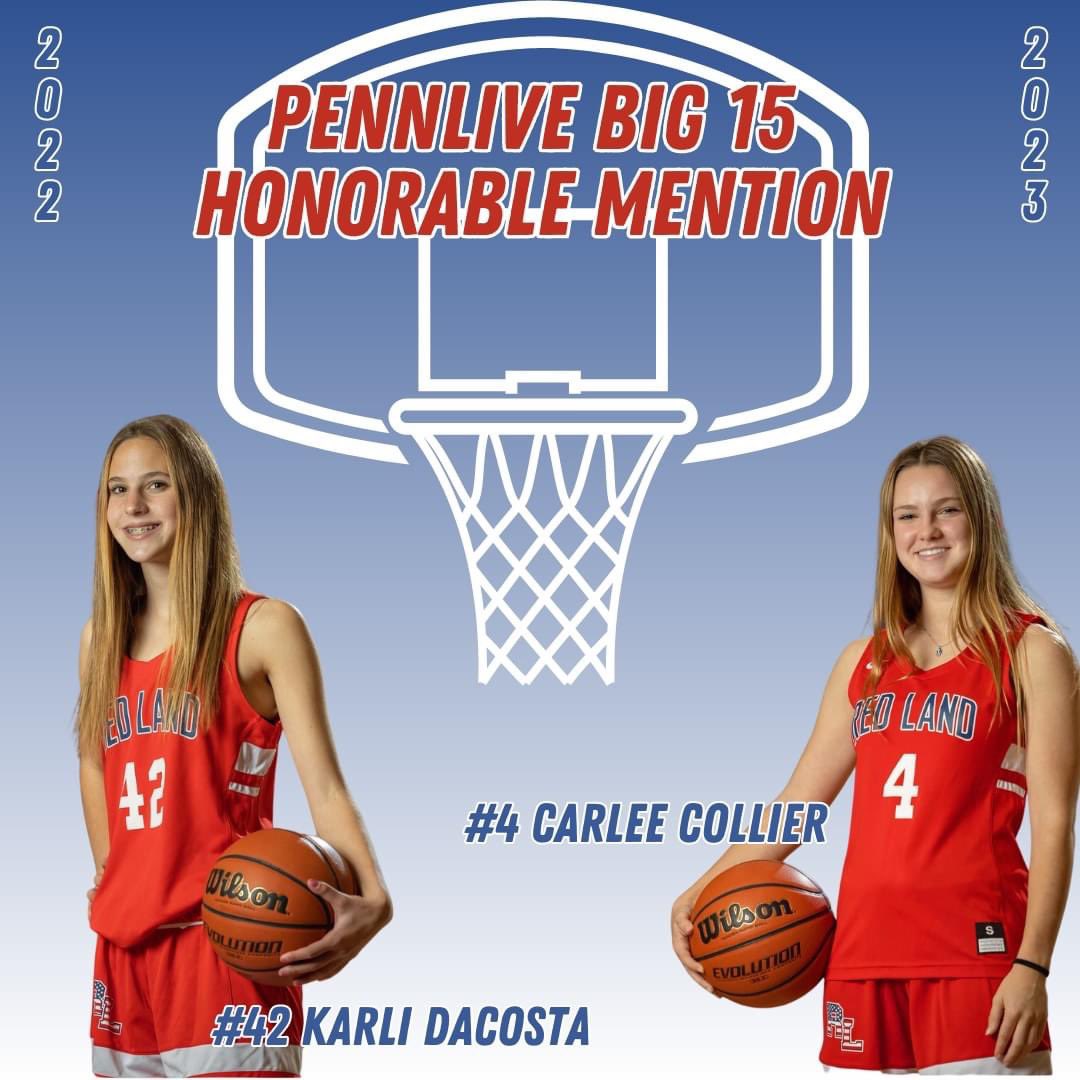 End of season accolades keep coming in for Carlee and Karli! Both guards have been placed on the honorable mention list for Penn Live's BIG 15 Team for the 2022-2023 season!