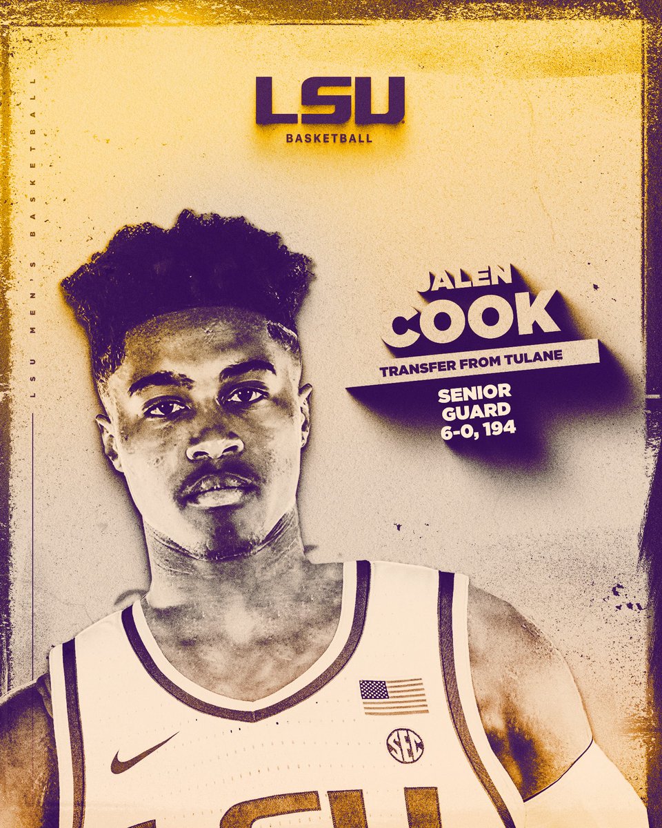 LSUBasketball's tweet photo. 𝗟𝗲𝘁 𝗛𝗶𝗺 𝗖𝗼𝗼𝗸 🔥

Jalen Cook is ready to represent the Purple and Gold! 

🔗 https://t.co/9JM3FSJED6 https://t.co/gQbpp1mgrQ