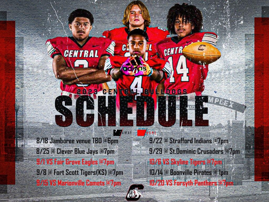 Bulldog Schedule is out and features some heavy hitters in '23. 
Let's Go! 
@Dalvin_Adams05 <a href="/TrevorW2025/">Trevor Wilson</a> <a href="/JalenNdongiFB/">Jalen Ndongi</a> <a href="/DevAd5002/">Devin J Adams</a> 
<a href="/PitCentralHS/">*The Pit* @ THE Central High School</a> <a href="/Central_AD/">Central (SPFD) High School Athletics</a>