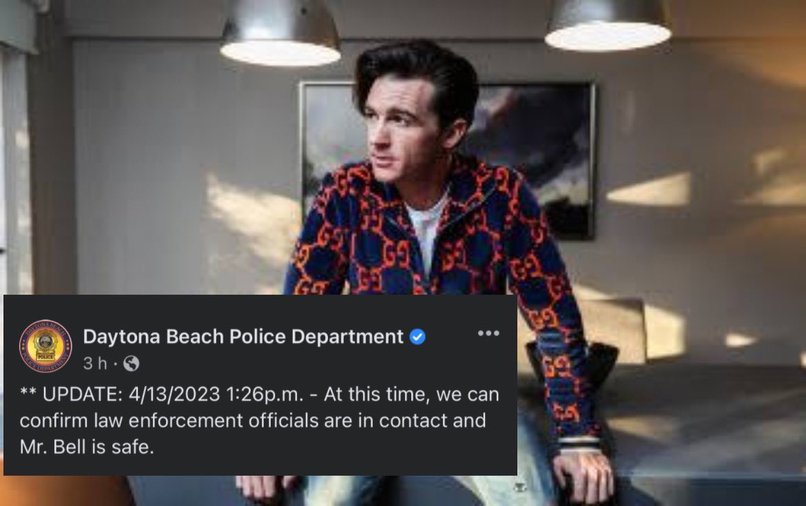 De acuerdo a la Policía de Daytona Beach, Drake Bell ha sido localizado. 🙌

#DrakeBell #VenganzaTv
