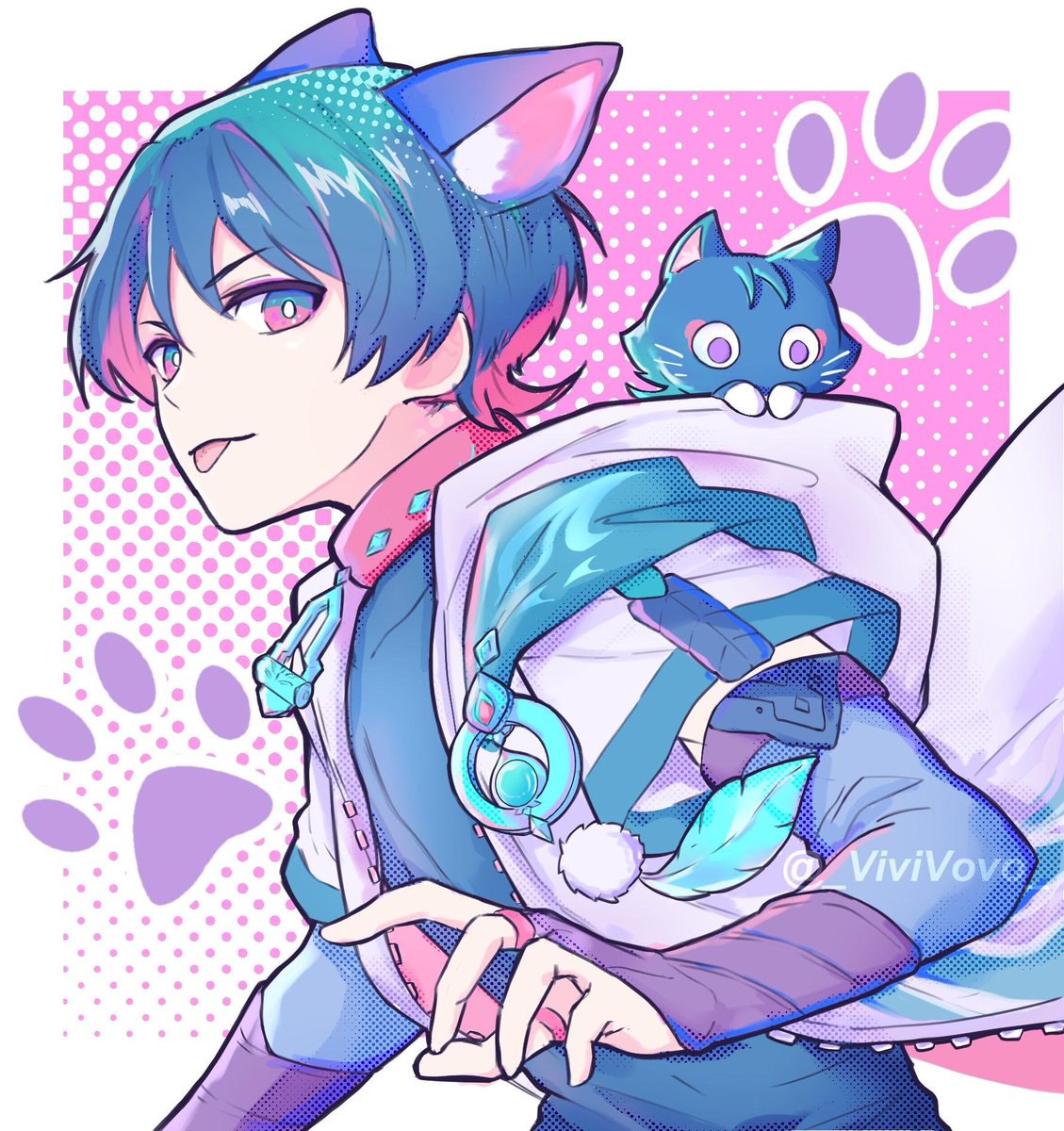 _ViviVovo_'s tweet photo. I put the two of them together🐱🦊

#GenshinImapact #scaramouche #heizou https://t.co/yetJtqwq5e