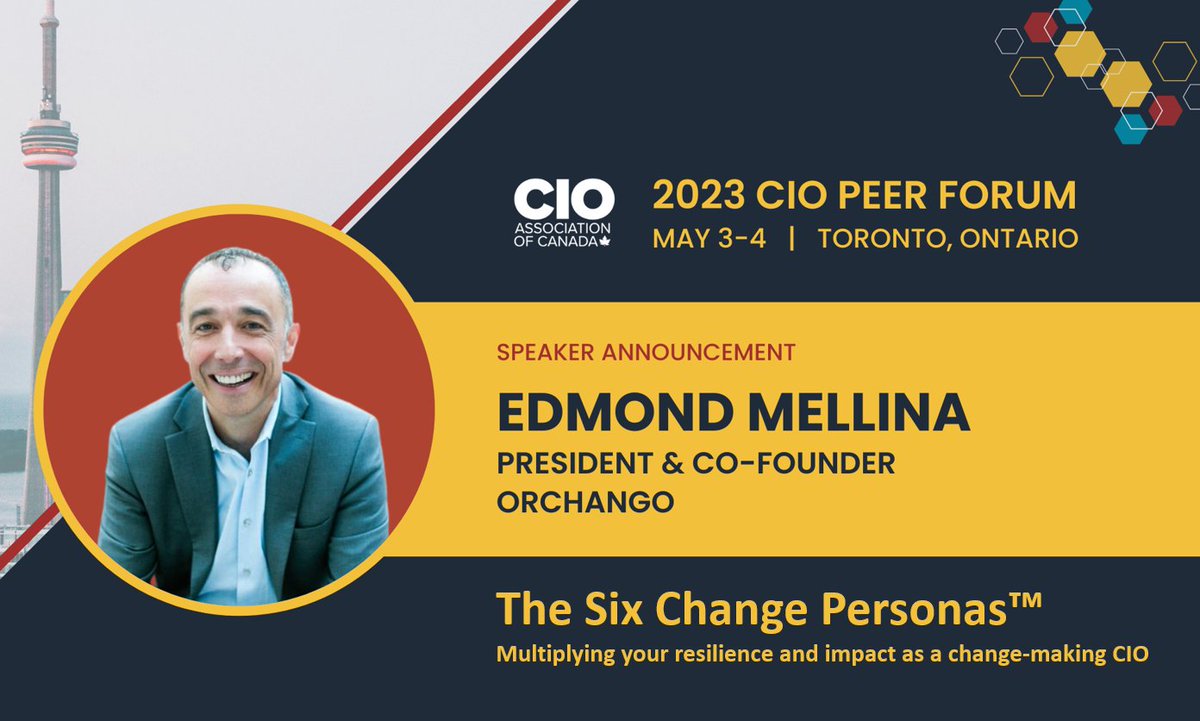 🎤 Looking forward to delivering our popular Six Change Personas™ #keynote to my old "tribe" of #CIOs and #itleaders. The session will be on day 2 i.e. May 04 @ 10:50am.

Thx for the invite <a href="/CIO_CAN/">CIOCAN</a> 🙏

ciocan.ca/peer-forum-ses…

#SixChangePersonas #ChangeMakers #speaker