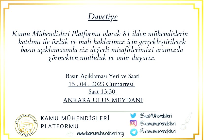 Kamuda çalışan <a href="/kaMUhendisleri/">Kamu Mühendisleri Platformu</a>  özlük haklarının meslek grubuna uygun bir şekilde iyileştirilmesi için tek ses ve tek yürek oluyor. #KamuMuhendisininHakkı