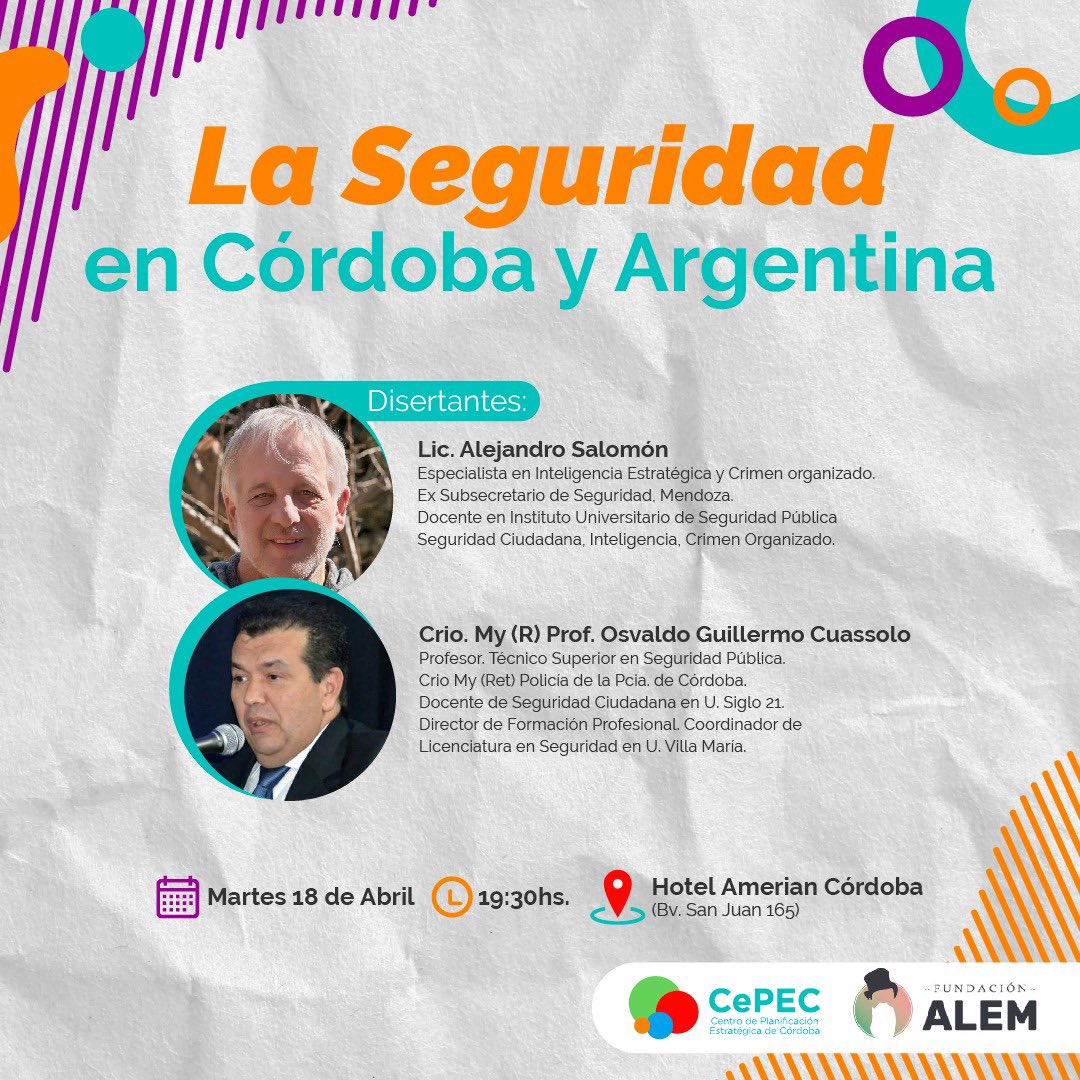 👉 “La seguridad en Córdoba y Argentina". Desde CePEC y junto a <a href="/FundacionAlem/">Fundación Alem</a> queremos invitarte a participar de esta actividad presencial. Acá te compartimos todo lo que tenés que saber para sumarte. ¡Te esperamos!