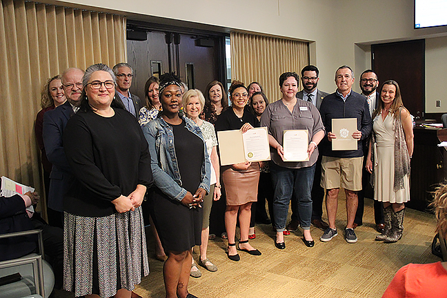 jocogov's tweet photo. At today's Board of County Commissioners meeting, the board proclaimed the week of April 16, 2023 as #NationalVolunteerWeek in Johnson County. 

This year’s theme “Volunteering Weaves Us Together” is an opportunity to shine a light on the people &amp; causes that inspire us to serve. https://t.co/jMIUWqONtB