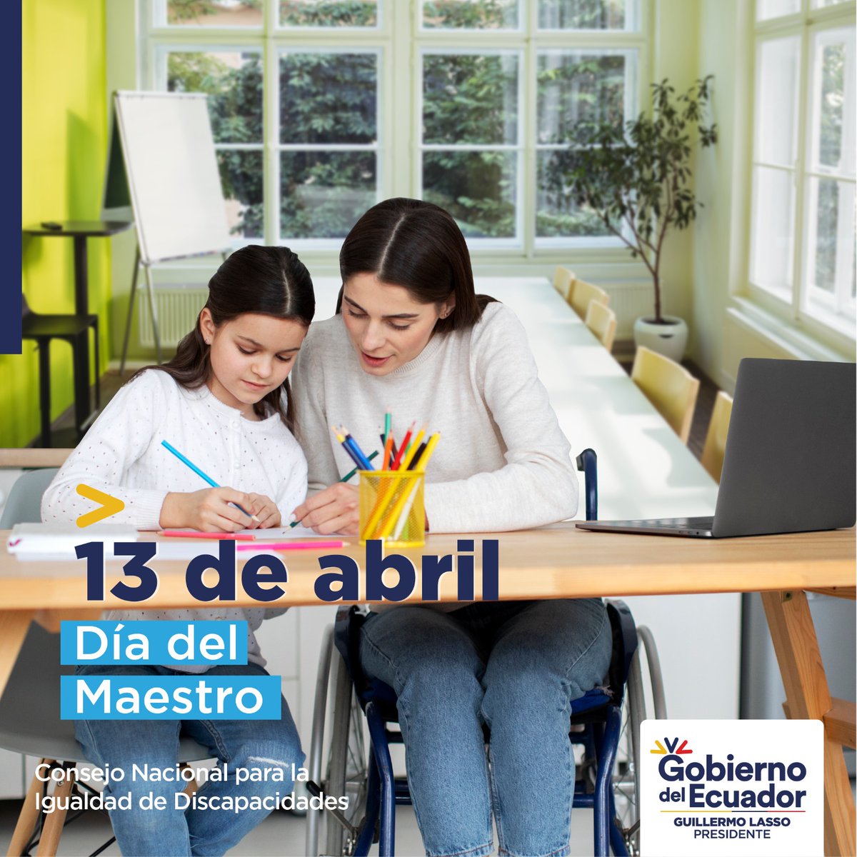 conadisecu's tweet photo. Felicitamos a los maestros con discapacidad y a aquellos que son formadores de personas con discapacidad en su día. 

Celebramos su ejemplar labor de enseñanza y que son los principales gestores de inclusión en la sociedad.

#DíaDelMaestro https://t.co/R765DaVsed