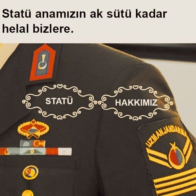 #Diplomali 
Uzman Jandarmalar 
🇹🇷STATÜ,
🇹🇷İsim ve Rütbe Değişikliği,
🇹🇷Askeri Okulun Hizmetten sayılmasını istiyor.
<a href="/RTErdogan/">Recep Tayyip Erdoğan</a> <a href="/dbdevletbahceli/">Devlet Bahçeli</a> <a href="/kilicdarogluk/">Kemal Kılıçdaroğlu</a> <a href="/meral_aksener/">Meral Akşener</a> <a href="/umitozdag/">Ümit Özdağ</a> <a href="/Mustafa_Destici/">Mustafa Destici</a> <a href="/ErbakanFatih/">Dr. Fatih Erbakan</a> <a href="/vekilince/">Muharrem İNCE</a> <a href="/DrSinanOgan/">Dr. Sinan Oğan</a> <a href="/jandarma/">T.C. Jandarma Gn. K</a> <a href="/Akparti/">AK Parti</a> <a href="/MHP_Bilgi/">MHP</a> <a href="/iyiparti/">İYİ Parti</a>