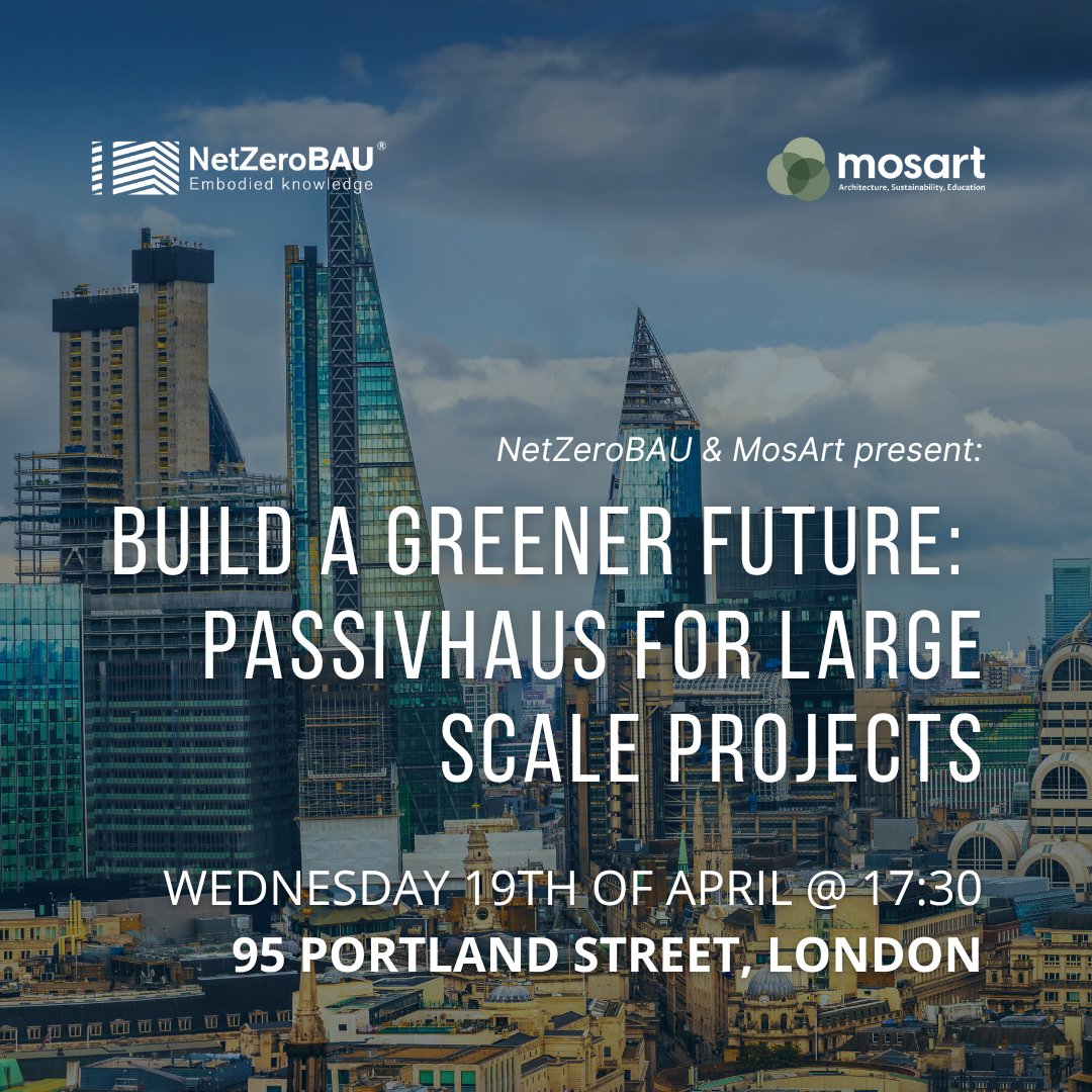 Join us for an educational evening with Tomás O'Leary, a leading Passivhaus expert on April 19th in London! Learn about Passivhaus principles and their application in larger scale projects.

Register: ow.ly/gtBR50NIyo2

#Passivhaus #SustainableBuildingDesign #CPD #London