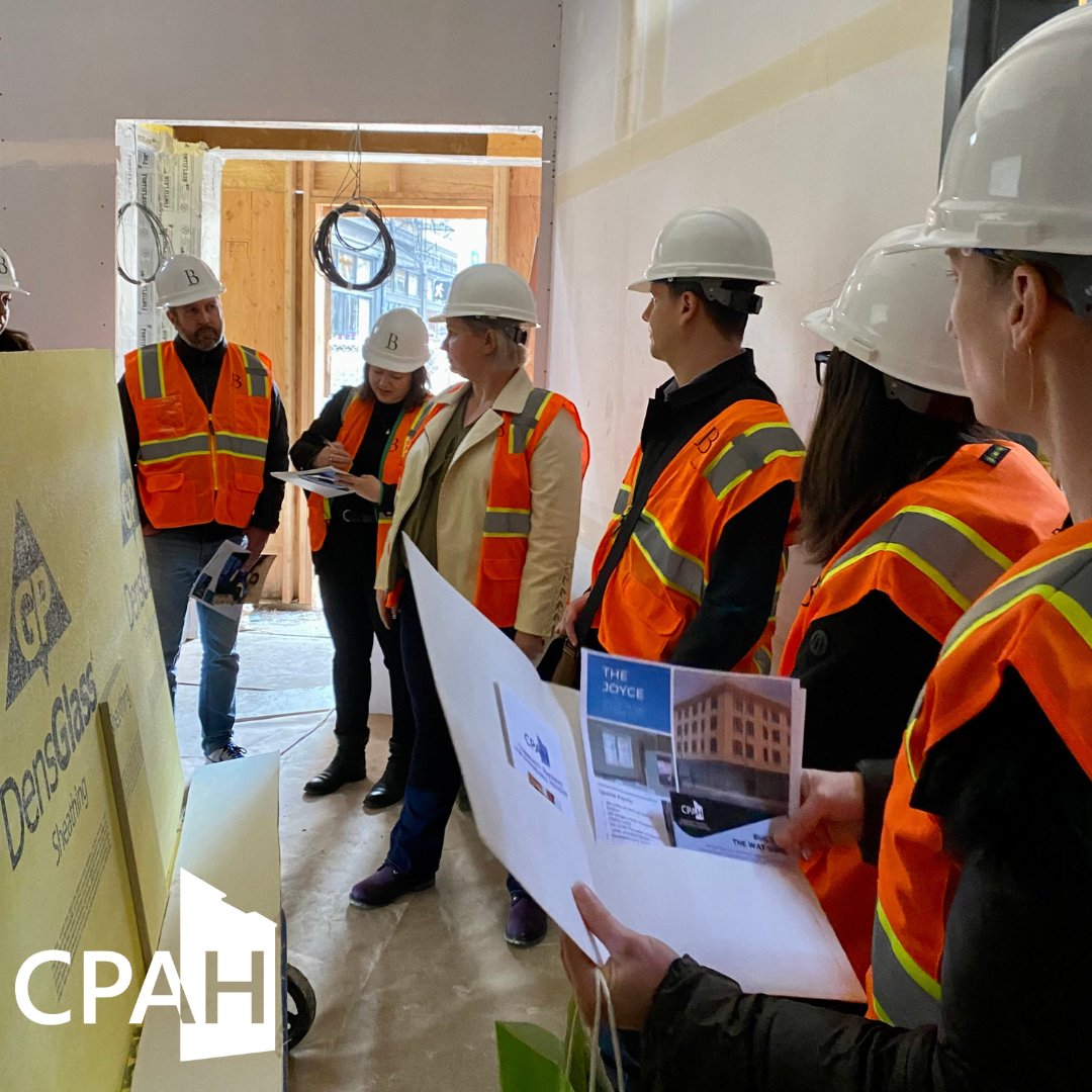 Thanks to Sen <a href="/RonWyden/">Ron Wyden</a>'s staff, Molly Rogers <a href="/PortlandHousing/">Portland Housing Bureau</a> &amp; Amanda Saul <a href="/homeforwardnews/">Home Forward</a> for visiting The Joyce this morning. We are excited to see this project come together to help 66 people transition out of #homelessness and into #stablehousing!
#CPAH #cpahoregon