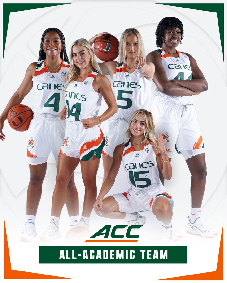 Excelling on the court AND in the classroom! Congrats to our five Canes named to the All-ACC Academic Team! 📚 🔗: canes.news/All-Academic