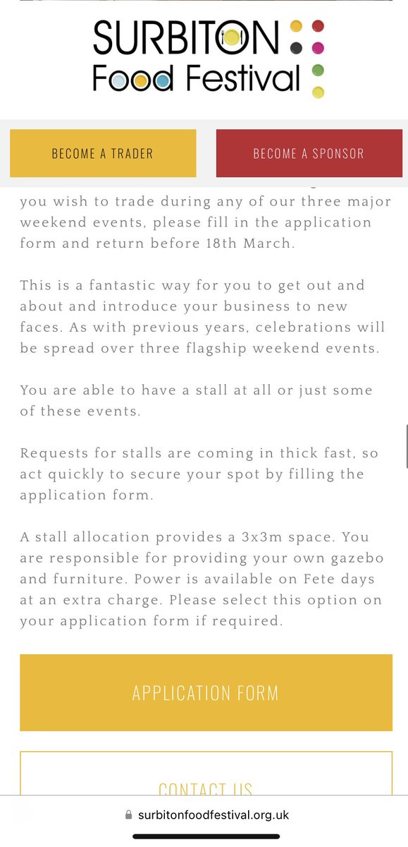 If you haven’t submitted your application for the Surbiton Food Festival (May 7th, May 13th/14th, May 20th) yet, please visit surbitonfoodfestival.org.uk and select ‘Become a Trader’ then select ‘Application Form’. Spaces are limited so don’t delay! #SFF2023