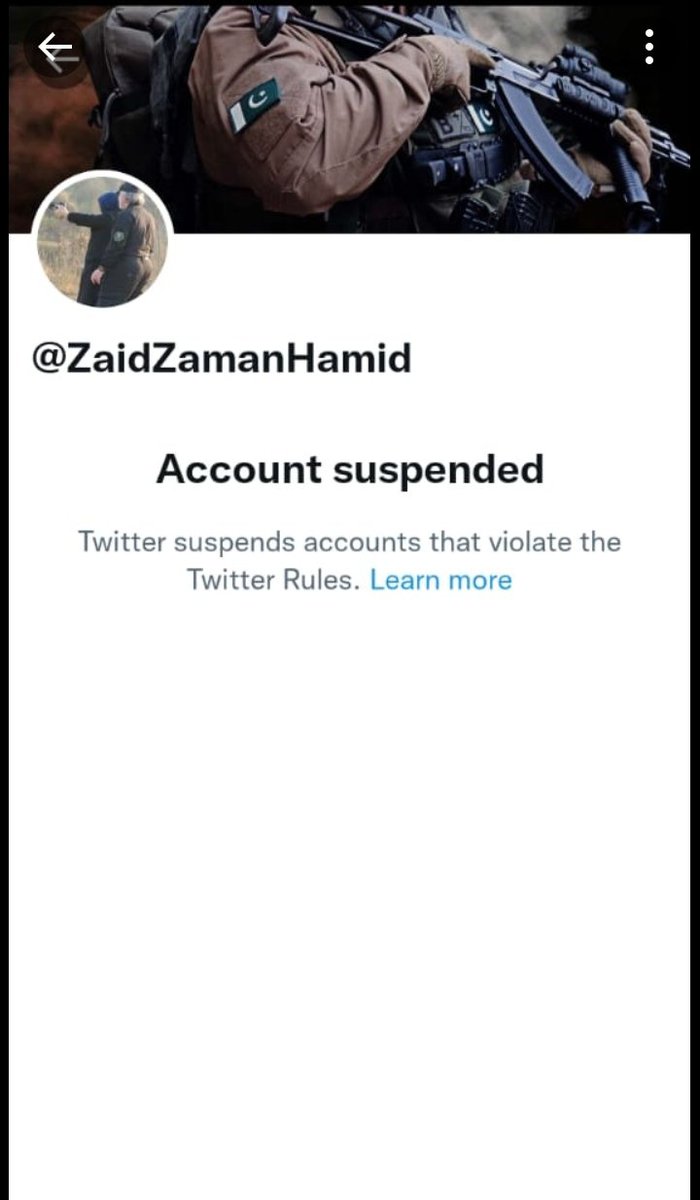 Dear @elonmusk Tweeter's report policy is misused deliberately in political difference and this act  is against freedom of speech.
See!
This old verified account @ZaidZamanHamid didn't violate any Tweeter rules in a decade but opponents started reporting in hated.
Reactivate plz