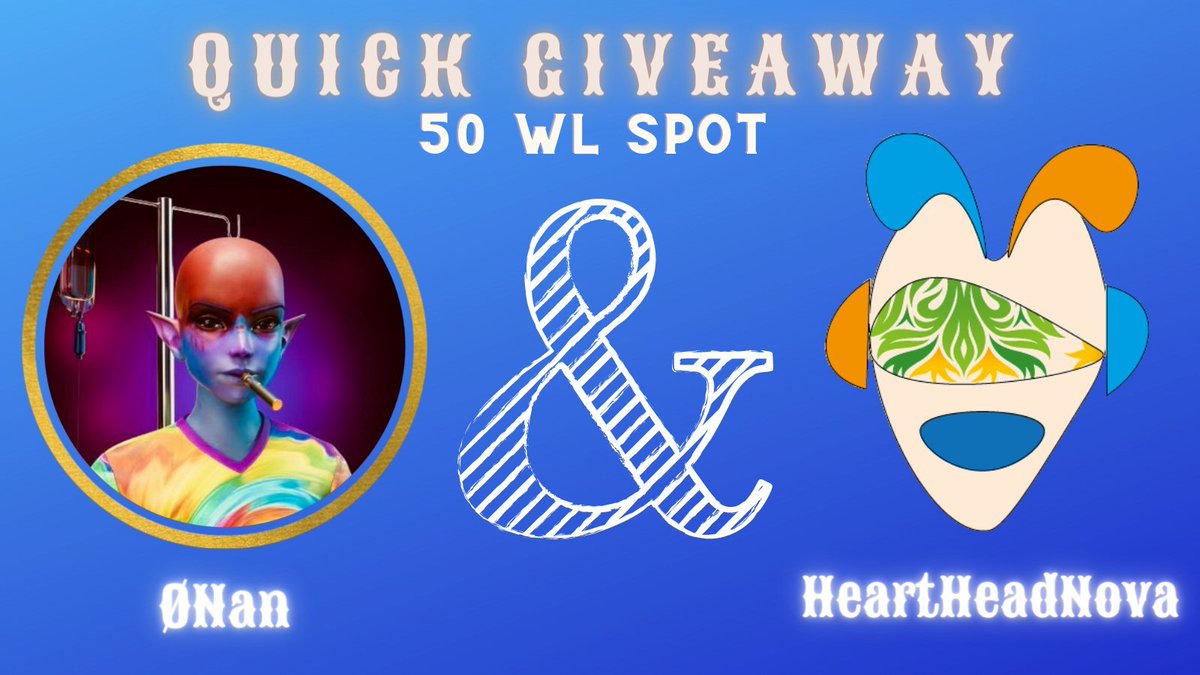The last HUGE #Giveaway before the launch <a href="/HeartHeadNova/">Heart Head NOVA</a>

50 FREE MINT WL SPOT 🎟️

To enter :
🟢Follow: @NANCON68 @novapunkss @heartheadnova 
🟢RT, Like Tag 3 frens
🟢Submit form: forms.gle/EEguNKjMC5ro3K…

#Arbitrum #ArbitrumNova #Freemint $ARB
