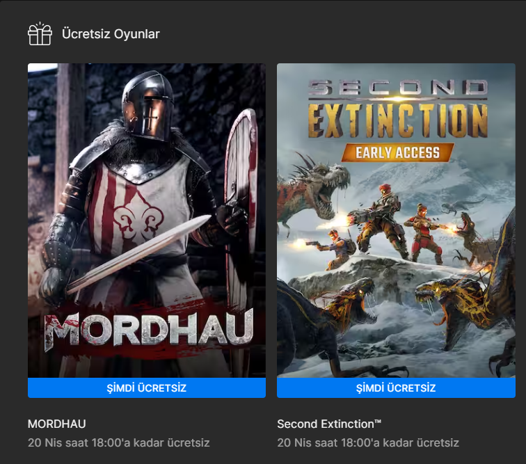 SunarOyun's tweet photo. BATAN GEMİNİN MALLARI!

Epic Games üzerinden bedava alabileceğiniz; Mordhau ve Second Extinction 20 Nisan 18:00'a kadar sizleri bekliyor! https://t.co/4HxuKG1GNF