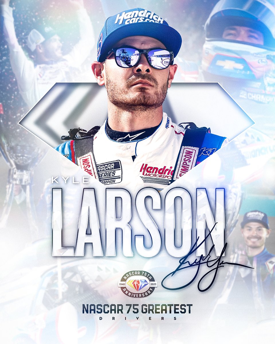 NASCAR's tweet photo. One of the most talented drivers behind the wheel … ever!

@KyleLarsonRacin, the newest addition to the NASCAR 75 Greatest Drivers List! https://t.co/3U1JDTEtVK