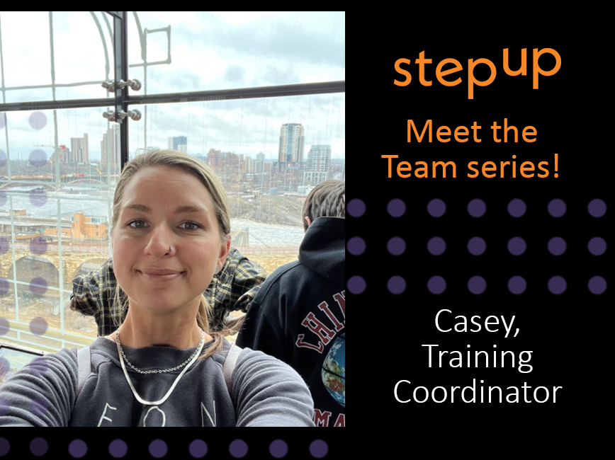 Meet the Team series! Meet Casey, Training Coordinator. "Step Up prepares the youth of Mpls for bright futures &amp; shows them that Mpls is a great place to work, live &amp; grow in career readiness. I love connecting with the young people &amp; troubleshooting through obstacles together."