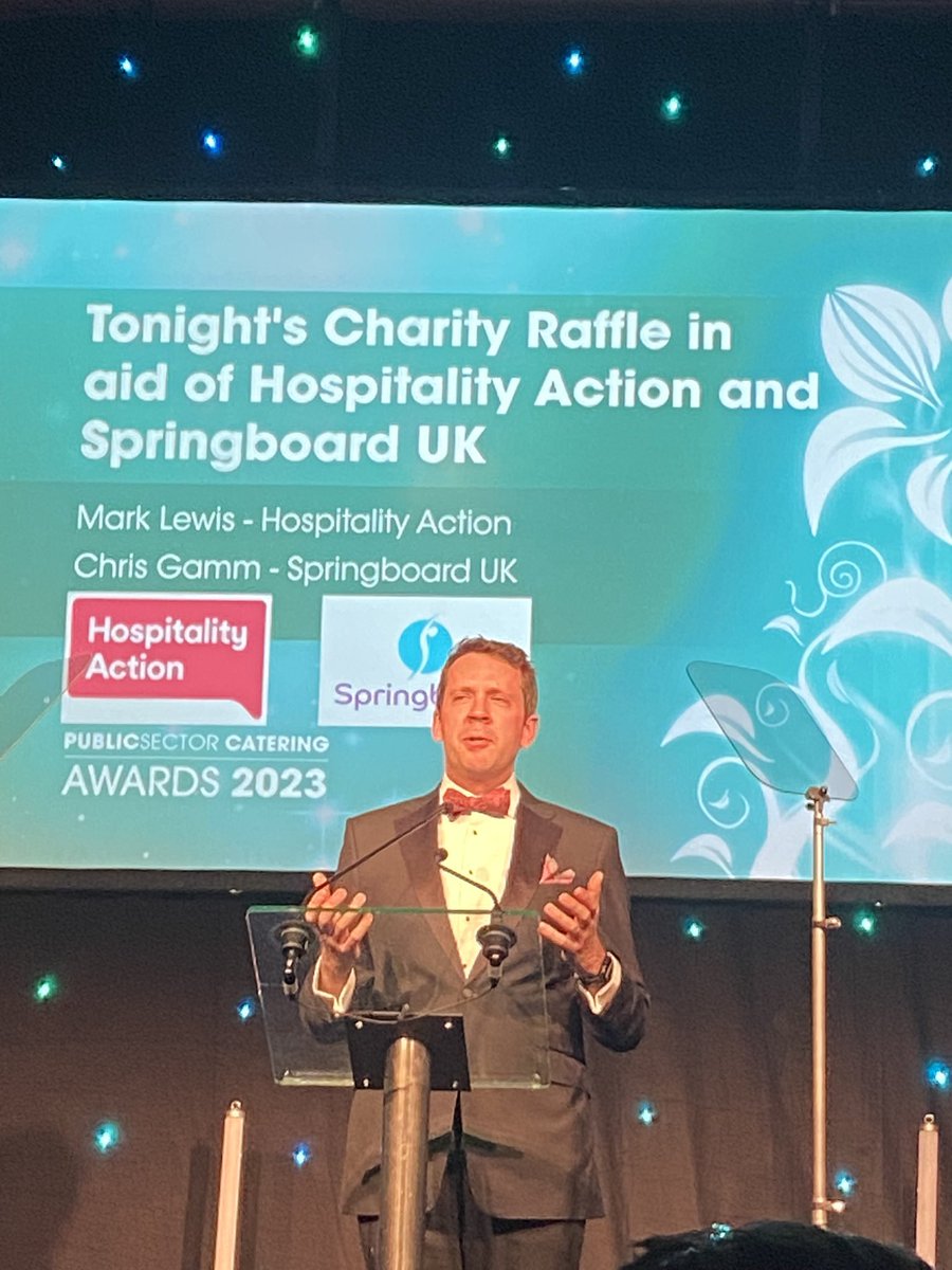 mynameisAndyJ's tweet photo. #PSCAwards great charity to support tonight @Springboard_UK Chris Gamm @springboardCEO highlighting the special work they do for #hospitalityindustry - I am a very proud ambassador #SpringBoardUK https://t.co/gfjxevqn46