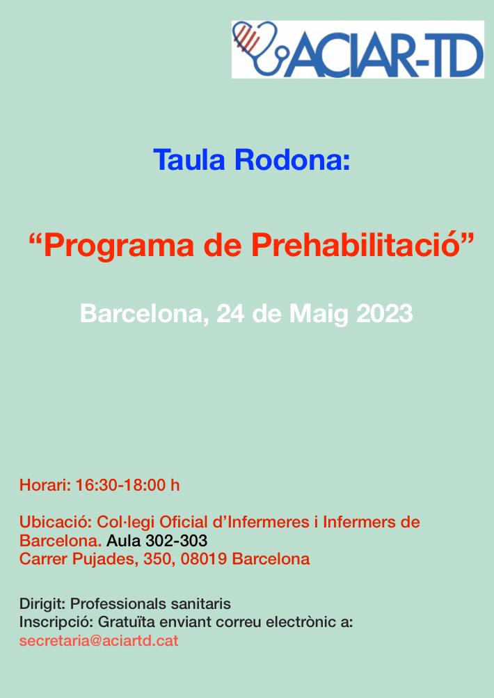 aciartd's tweet photo. Us anunciem:
🗓️Dimecres 24 Maig: 16:00 h
Taula Rodona: "Programa de Prehabilitació"
Lloc: COIB @COIBarcelona  Aula 302-303
Inscripció gratuïta - via mail: secretaria@aciartd.cat
No hi falteu!!📌💪@analuquegallar2 https://t.co/w1ln8R2aO6