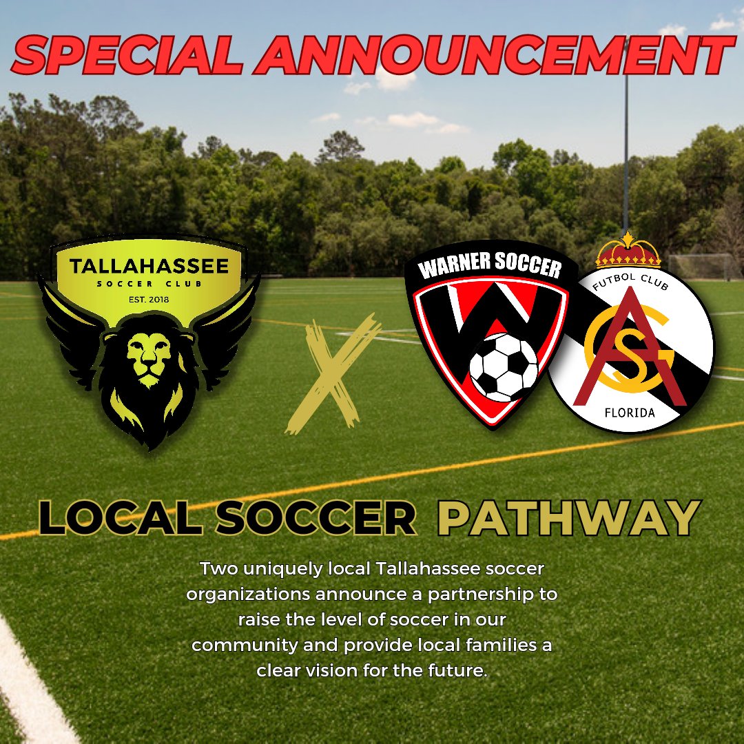 TLHSoccerClub's tweet image. We are excited to announce a new partnership in local soccer with Warner-ASG! We look forward to growing the global game locally together through a complete pathway. Let's get to work. #tallahasseesoccer ⚽️