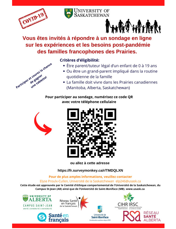 Vous êtes une famille qui demeure en #Alberta ou en #Saskatchewan ou au #Manitoba? On vous invite à répondre à un sondage post-pandémie.