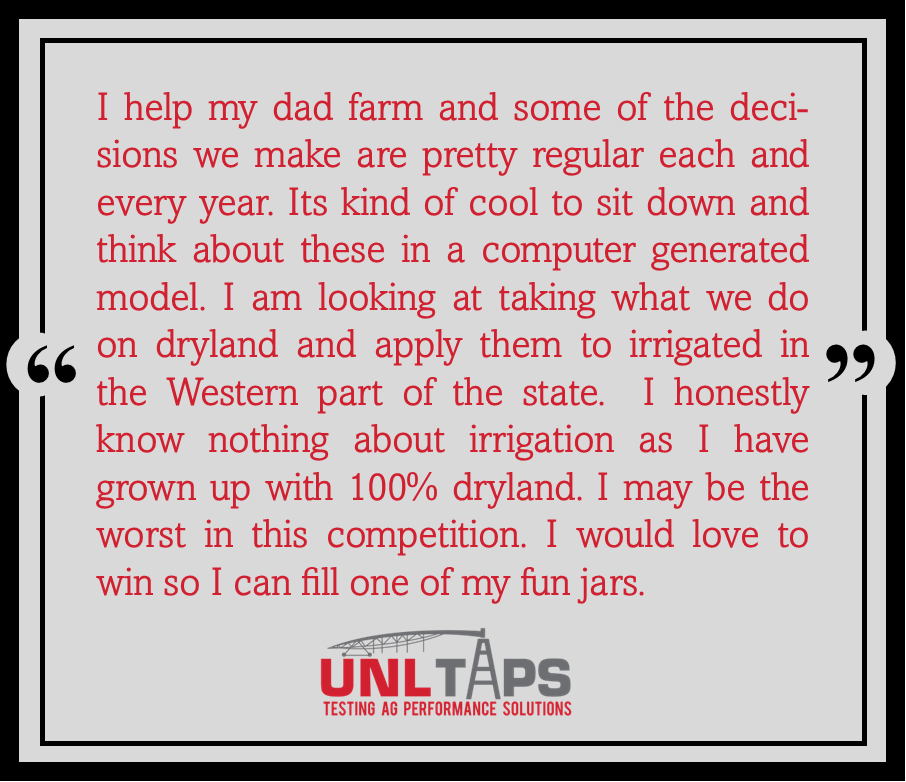 UNL-TAPS (@unl_taps) on Twitter photo Every TAPS participant has their own reason for getting involved, their own level of expertise and their own goals in the competition. 
One of the nearly 50 new participants in the 2023 UNL-TAPS competitions shared his reason, expertise and goals with us: Every TAPS participant has their own reason for getting involved, their own level of expertise and their own goals in the competition. 
One of the nearly 50 new participants in the 2023 UNL-TAPS competitions shared his reason, expertise and goals with us: