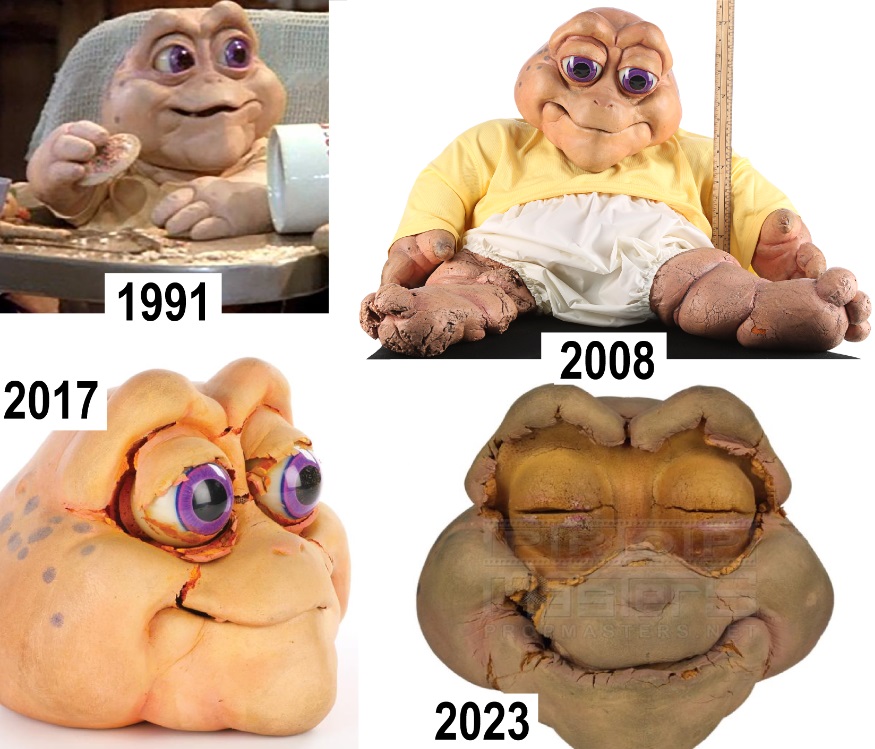 LETSPLAYmarkus's tweet photo. "Die Dinos" sterben wirklich aus! (Hoffe man kennt die noch). Nachdem die letzte verbliebene originale Puppe der TV-Serie 2017 versteigert wurde, hat der neue Besitzer das Baby lieber in seinem Wohnzimmer ausgestellt, statt sie Licht- und luftdicht geschützt zu lagern. Great. Rip https://t.co/xqxeFNEo0p
