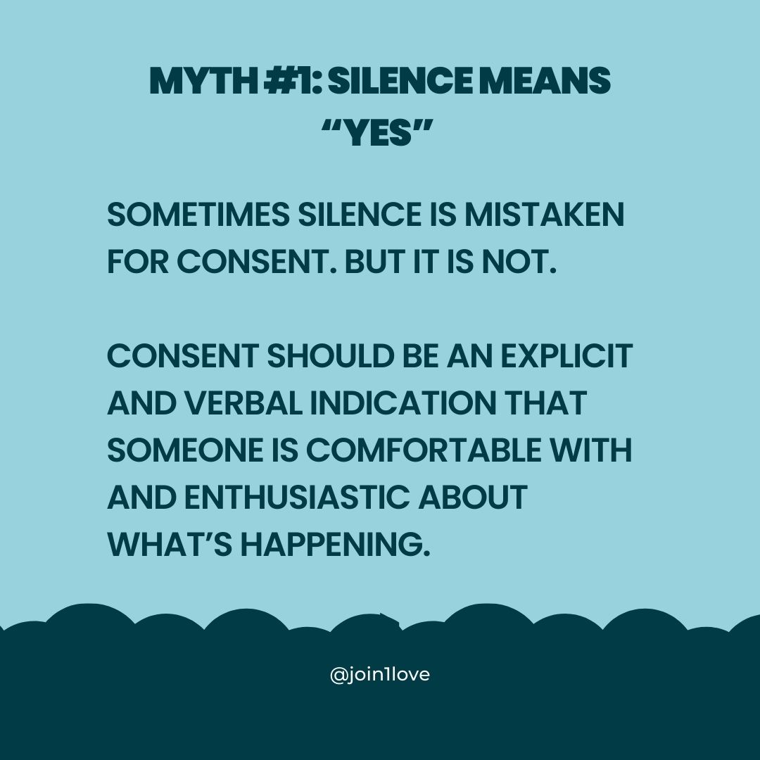 Join1Love's tweet photo. Consent is critical to a healthy relationship, yet not everybody is always clear on what consent means. So, let’s get into a few big myths and debunk them one by one.

Share this resource with a friend. https://t.co/TWm97YKWJL