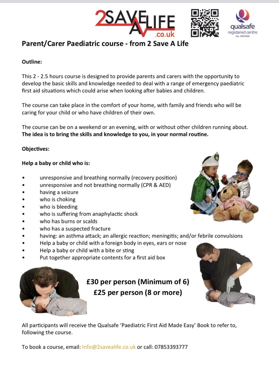 New Course:
Parents Paediatric First Aid (non-accredited)

Back by popular demand - This course is designed by parents, for parents, carers, grandparents, aunties…