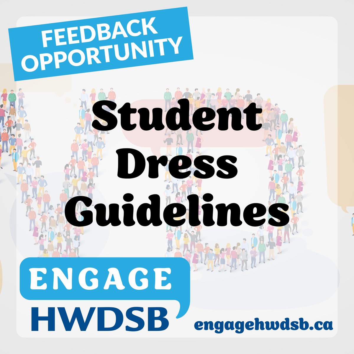 Student Dress Guidelines are important in providing a safe and inclusive environment for everyone.

We are inviting HWDSB students, staff and community members to share their thoughts on Student Dress Guidelines. 

Learn how to participate: hwdsb.on.ca/blog/student-d…