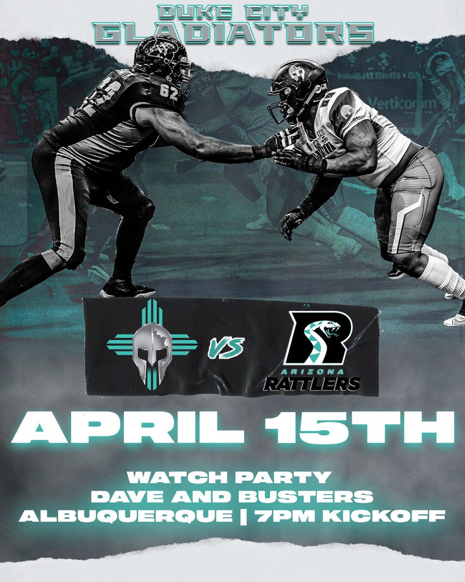 The Duke City Gladiators are away this weekend against our rivals the Arizona Rattlers at the Footprint Center, you know what that means! Another amazing watch party at Dave and Busters! Join us at 7pm for all the action! 🔥🔥 . . . . #CommunityChampions #DCGladiators #arenafans