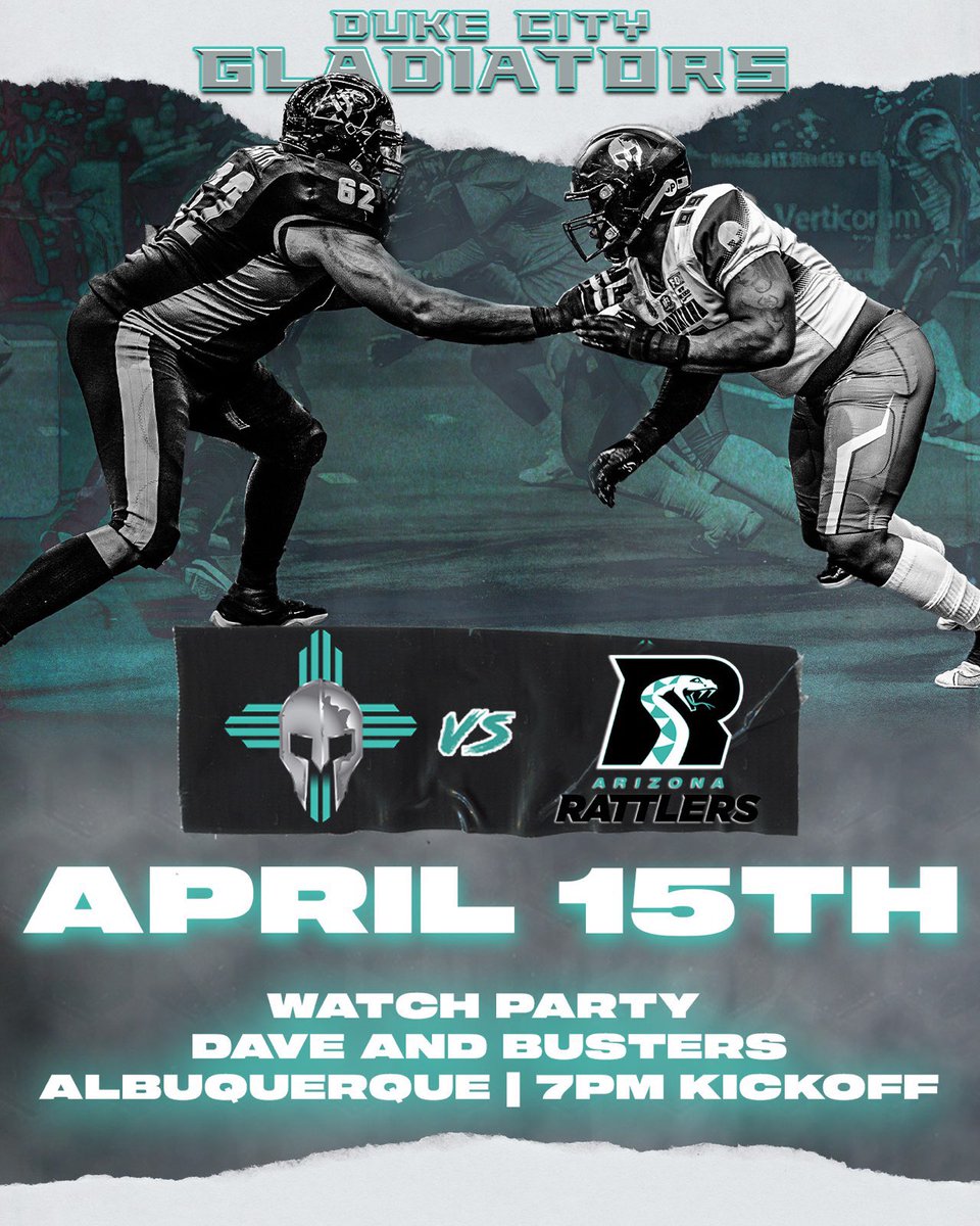 The Duke City Gladiators are away this weekend against our rivals the Arizona Rattlers at the Footprint Center, you know what that means! Another amazing watch party at Dave and Busters! Join us at 7pm for all the action! 🔥🔥
.
.
.
.
#CommunityChampions #DCGladiators #arenafans