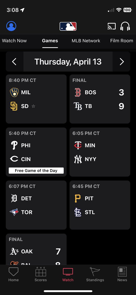 MLB says Tampa Bay won their 13th in a row but the game is still going on.