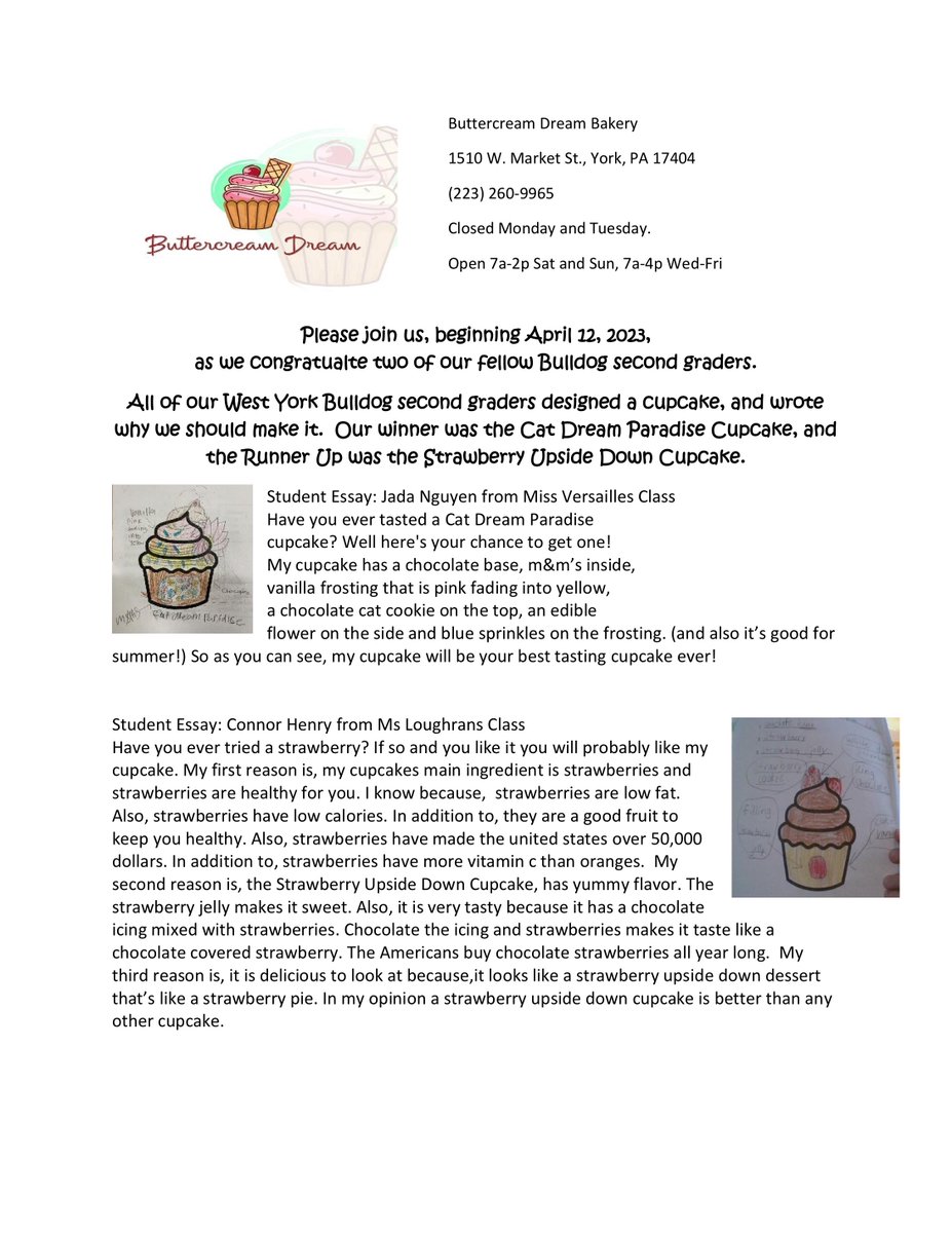 One of our classmates designed the winning cupcake as part of a second grade opinion writing piece.  We were able to sample one today and it was delicious! #wyproud #wyasd