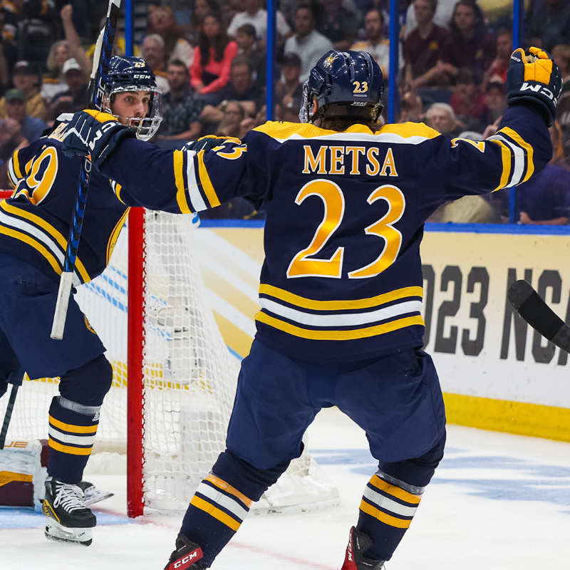 AmerksHockey's tweet photo. We have signed Quinnipiac captain and NCAA Champion Zach Metsa to a two-year contract 👏

The defenseman will join us in Rochester on a PTO for the remainder of this season.