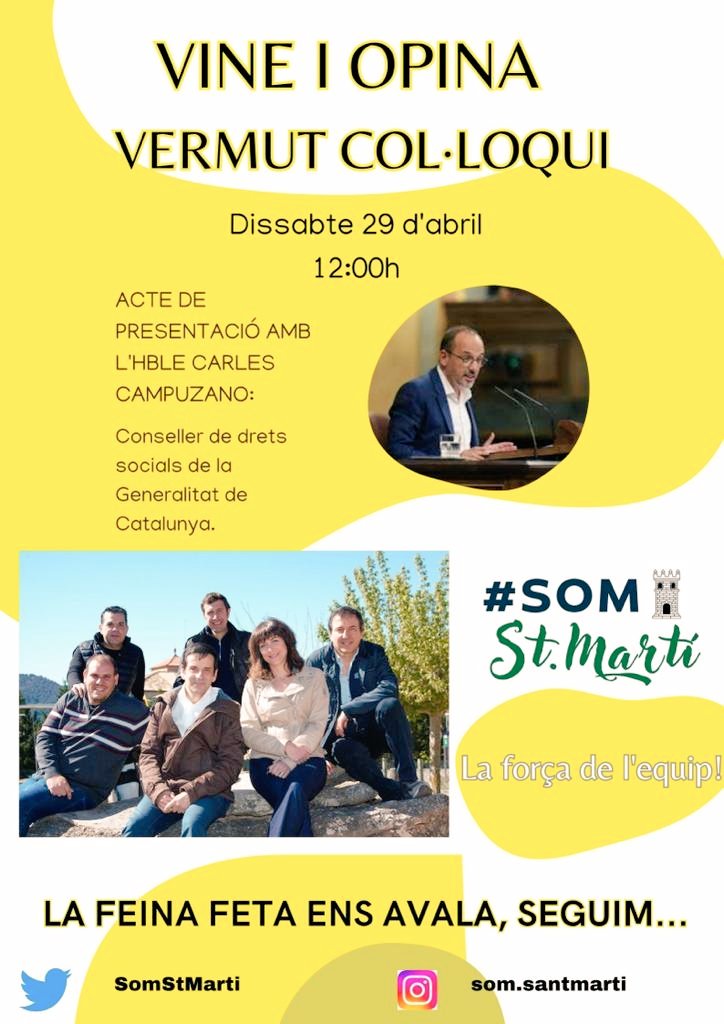 Us esperem, veniu a conèixer les nostres propostes i opineu amb <a href="/carlescampuzano/">carles campuzano</a> #forçafets