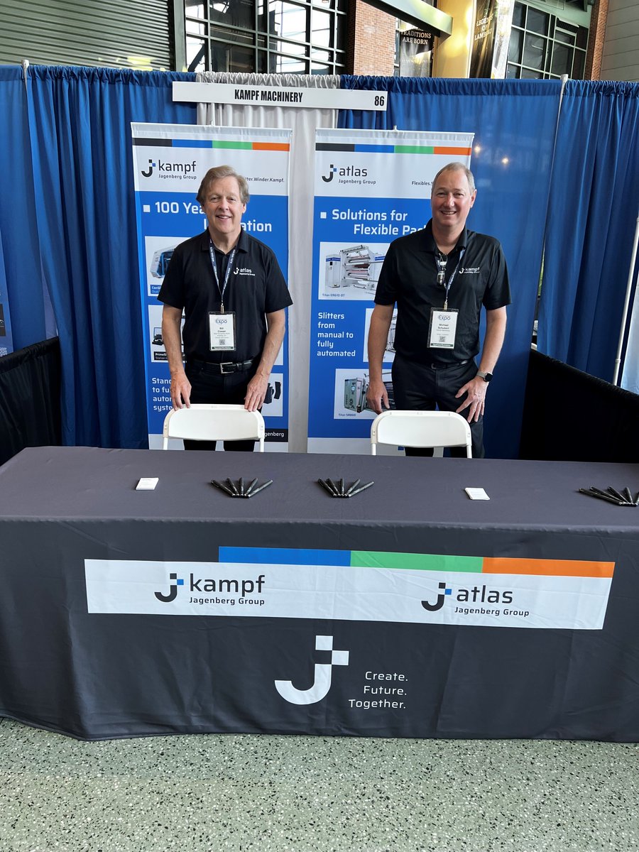 Meet <a href="/kampfmachinery/">Kampf GmbH</a> USA and <a href="/AtlasConverting/">Kampf Machinery UK Ltd.</a>
North America at #ConvExpo and learn about the benefits of our service offerings and, of course, our joint portfolio for slitting and winding machines. Booth 86 #converterexpo #Slitter #slitterrewinder