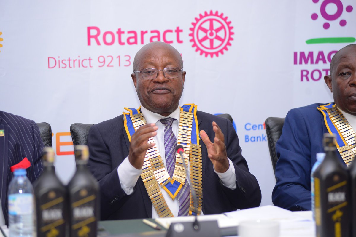 Addressing the media at the press conference where the sponsorship packages for UBL , Centenary Bank and ROKE Telecom were unveiled to Rotary. We thank them for their generosity, support and cooperation.